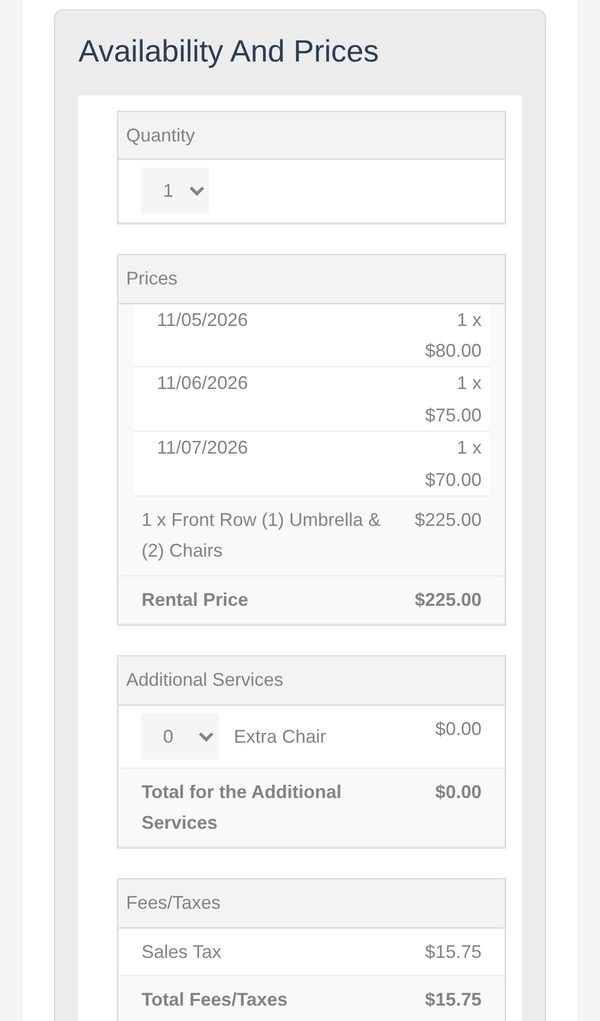 Quantity and prices on a phone